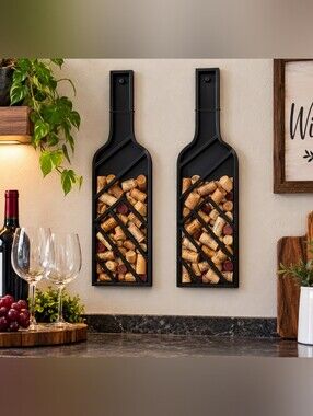 🍷New View Black Metal Wine Bottle Cork Holders🍷 – Set of 2
